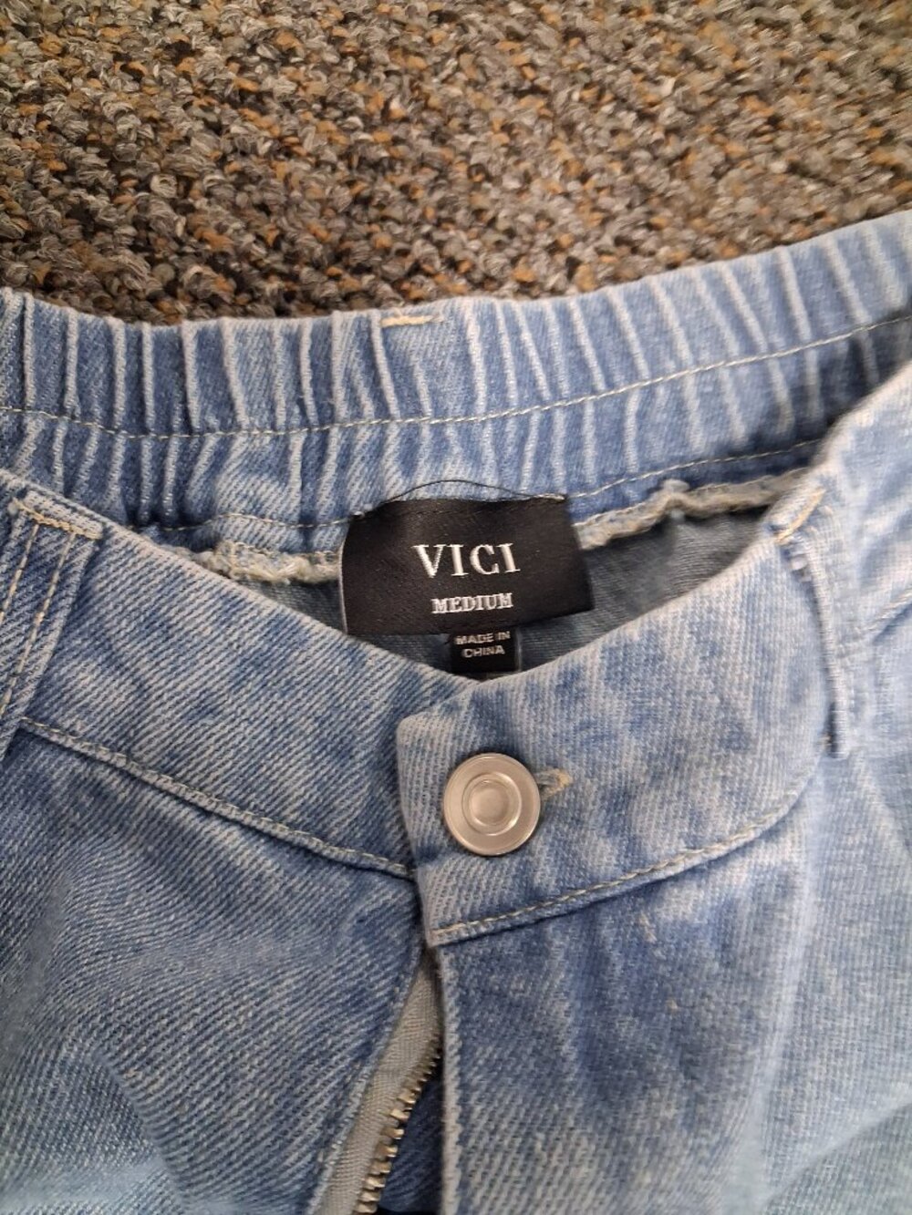Vici Jeans Womens Medium Wide Leg Medium Wash High Rise Pleated Boho Grunge